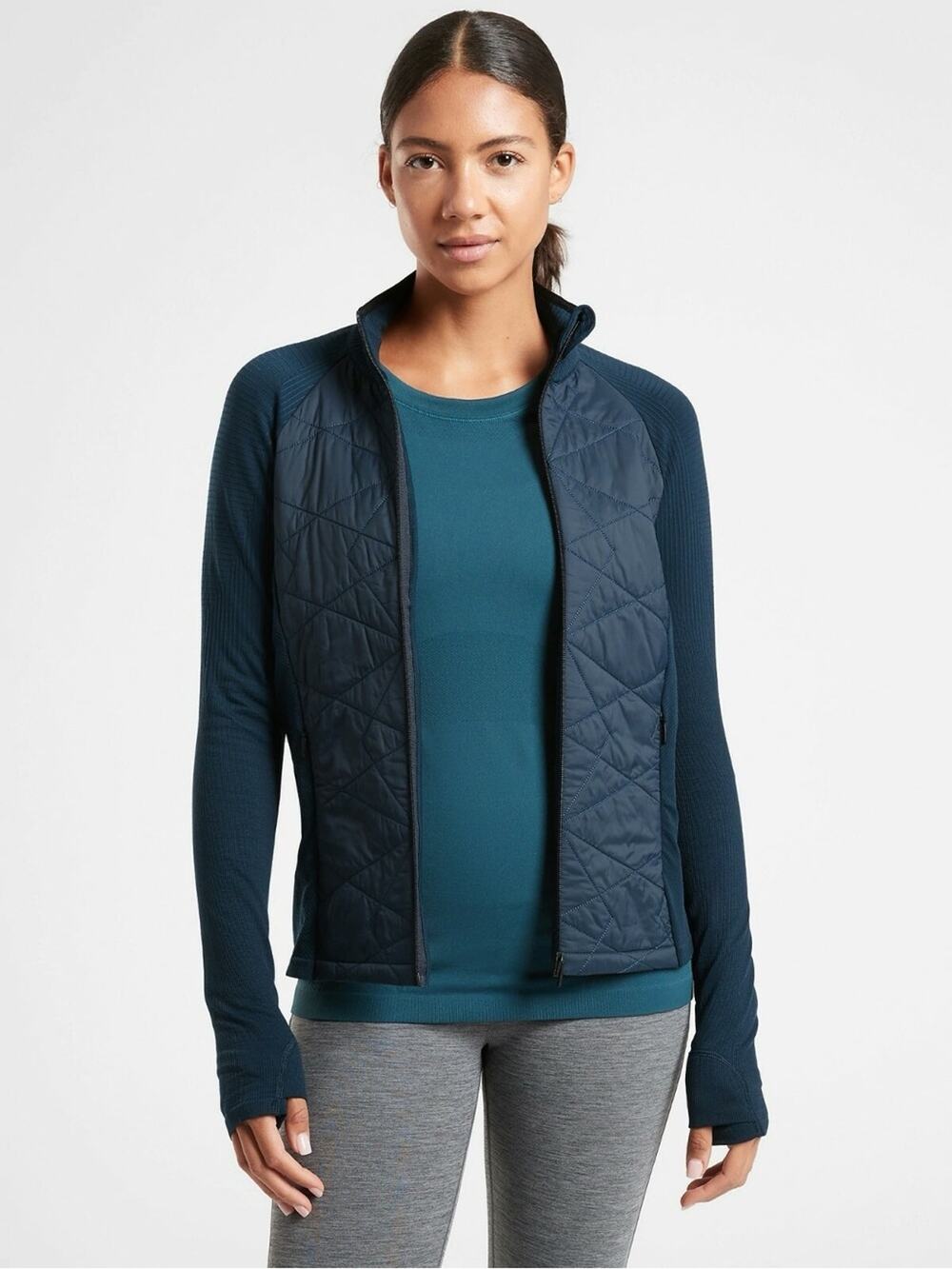 Athleta Flurry Force Insulated PrimaLoft Jacket Zip Lagoon Teal Size XS